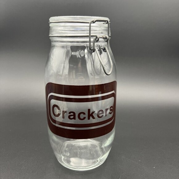 Large Vintage France Glass Crackers Jar Bail Lid 2L Retro Brown No Gasket - Picture 1 of 12